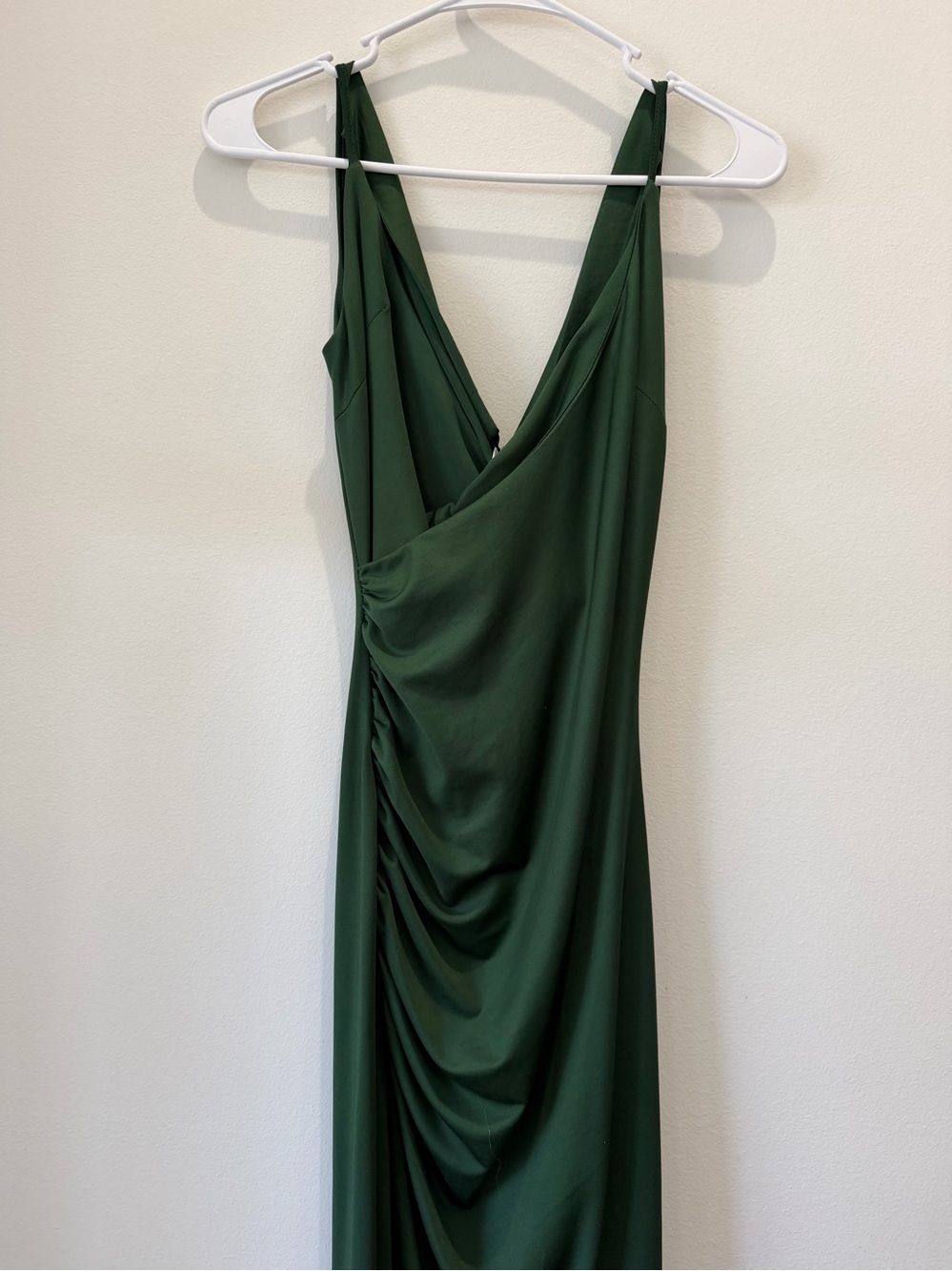 Hello Molly Forest Green Draped V-Neck Maxi Dress